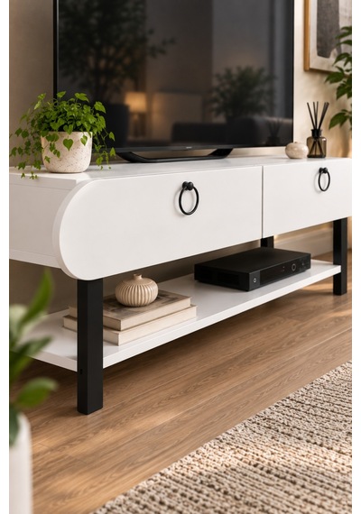 Sulorahome Beyaz Tv Ünitesi 110 Cm Genişlikte Modern Tasarım