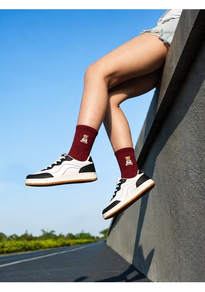 UCLA Sıerra 3'lü Siyah Lacivert Bordo Uzun Pamuklu Jakarlı Standard Fit Unisex Çorap Siyah-lacivert
