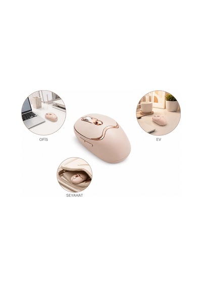 Hubrendy  Bluetooth Ve 2.4g Destekli Sessiz Kablosuz Mouse Şarjlı Tasarım