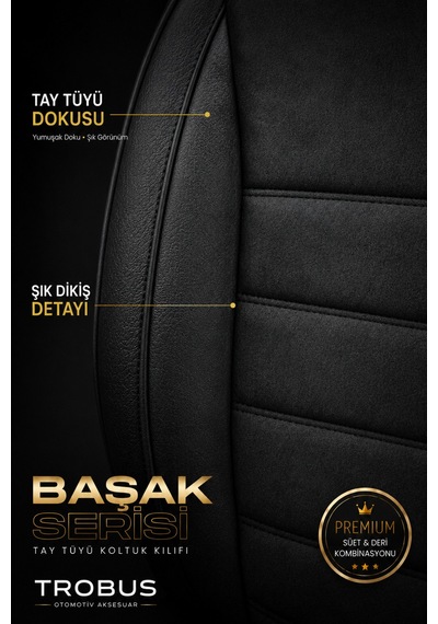 Opel Zafira 5 7 Kişi Oto Koltuk Kılıfı 2003-2011 Siyah Başak Serisi Tay Tüyü Tam Set Siyah