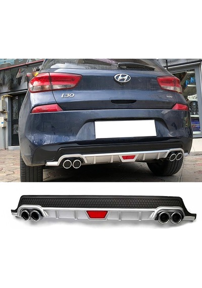 Hyundai İ30 Gri Difüzör Difizör Yuvarlak Egzoz Görünüm Kulaklı Tip 2007 - 2021 Uyumlu