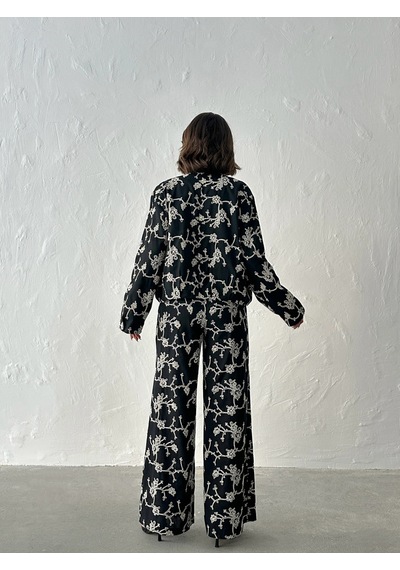 Verymoda Çiçek Nakışlı Fermuarlı Ceket F1948 Siyah