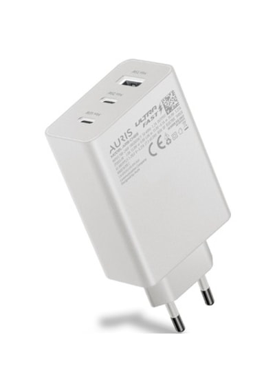 Auris 65 Watt Şarj Cihazı Usb + Usb C 3 Port Giriş Turbo Sarj Ultra Fast 65w