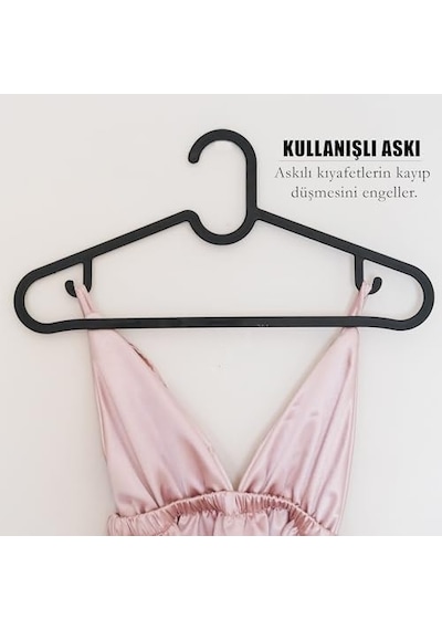 Plastik Slim Askı, Elbise Askısı, Siyah Askı Standart, Adet, 10 Diğer