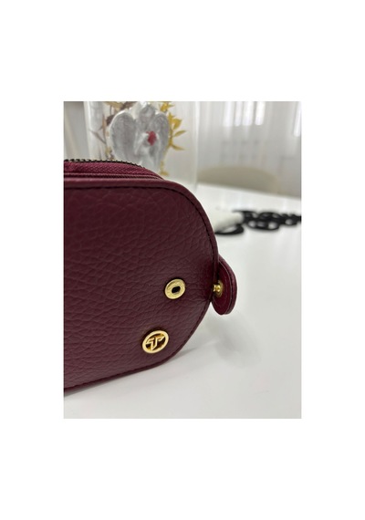 Store Çok Bölmeli Kadın Şık El Çantası Cüzdan Bordo