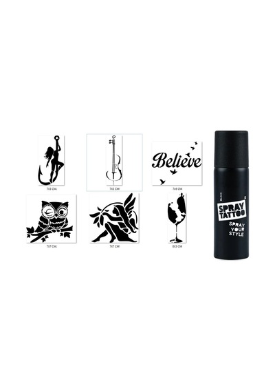 Airbrush Tattoo Aşkın Büyüsü Spray Tattoo Geçici Dövme Yapma Seti Siyah Sprey Dövme Siyah