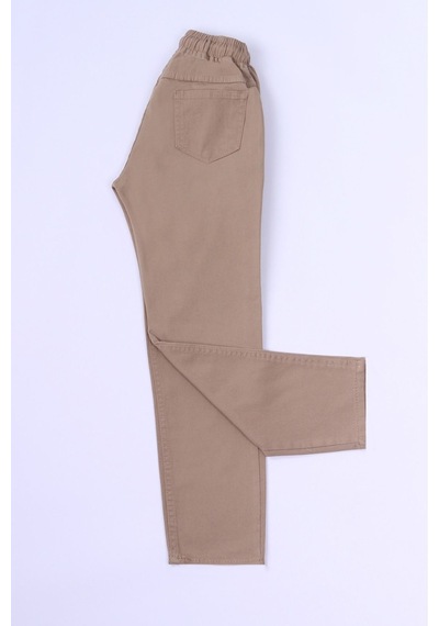 Hçm Çocuk Unisex Okul Pantolonu Beli Lastikli Taba