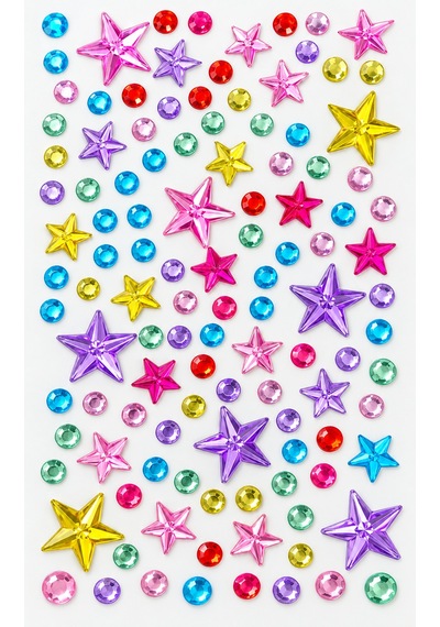 Taş & Yıldız Rhinestone Sticker Yapışkanlı Saç, Yüz, Tırnak, Vücut Ve Süs Taşı Çok Renkli