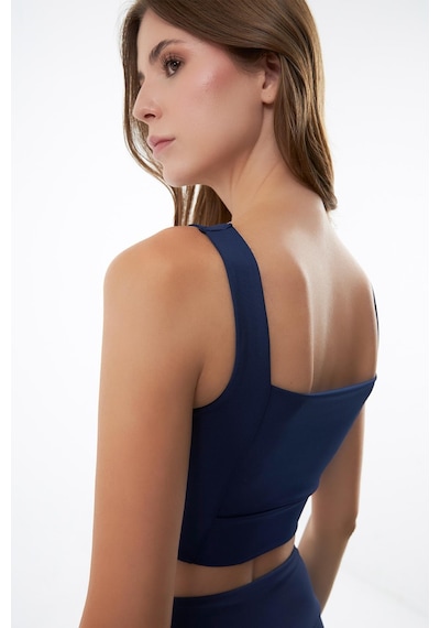 Cottonhill Lacivert Kare Yaka Crop Top Büstiyer Lacivert