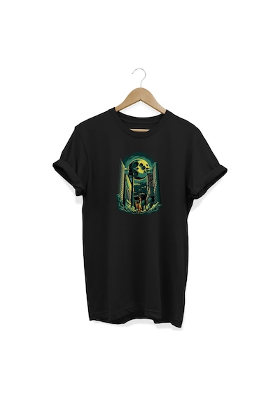 Gezgen Baskılı Siyah T-shirt Siyah