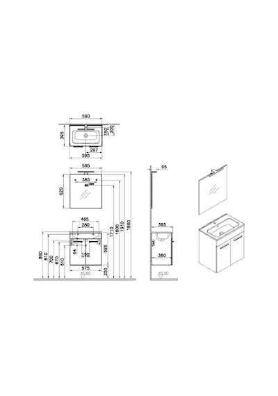 VitrA Ardea Banyo Dolap Seti 60 Cm Parlak Beyaz 75023 Parlak Beyaz