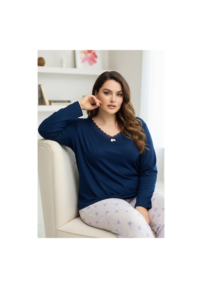 Siyah İnci Curve Büyük Beden Battal Boy Pamuklu Pijama Takım25240792 Lacivert Siyah İnci Curve Büyük Beden Battal Boy Pamuklu Pijama Takım25240792 Lacivert