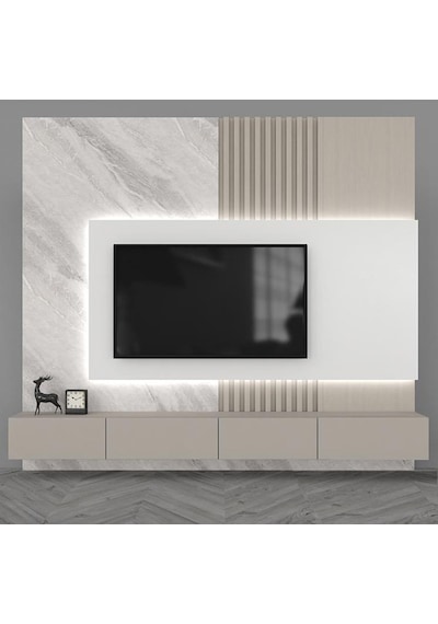 Joy Tv Ünitesi Tv Sehpası Alt Modül Kum Beji 240 Cm Mdf Joy Tv Ün
