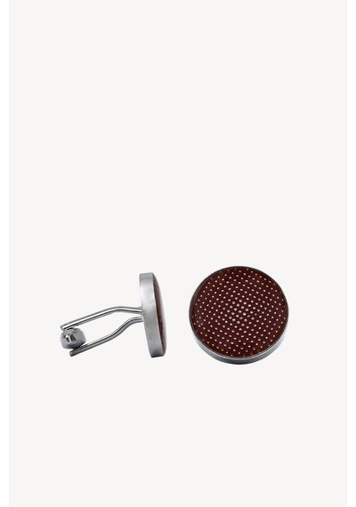 Erkek Bordo Metal Desenli Oval Kol Düğmesi