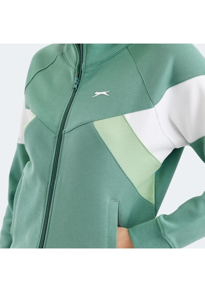 Slazenger VICTORY Kadın Fermuarlı Dik Yaka Cepli Yeşil Sweatshirt