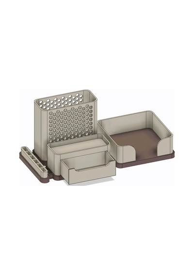 Desktop Organizer Beyaz Kahverengi