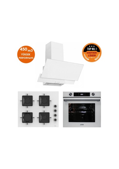 Afm Tech & Ferre FM7701 - SS206 - FM3301 Gain 8 Prog. Turbolu Beyaz Dijital Ankastre Set