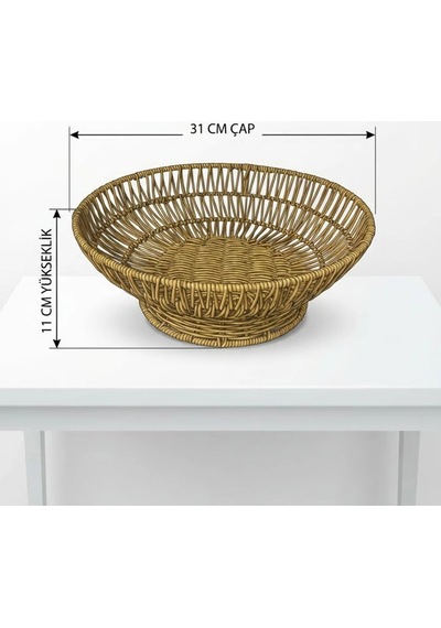 31 Cm Plastik Rattan Servis Çanağı Doğal Hasır Görünümlü Dekoratif Meyve, Ekmek Ve Sunum Kasesi Bx40 001 Siyah