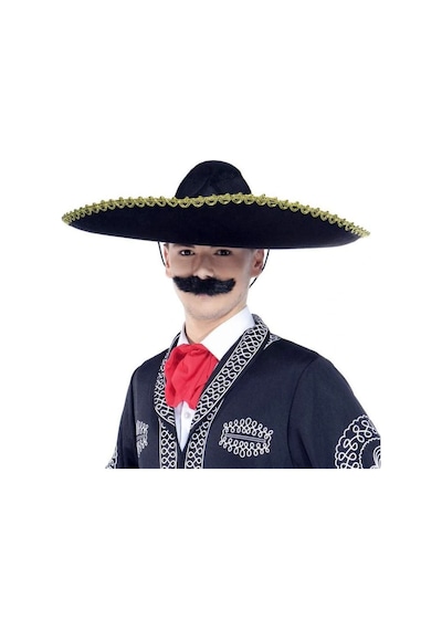 Sombrero Meksika Şapkası Mariachi Altın Şeritli Yetişkin Boy Açık Mavi