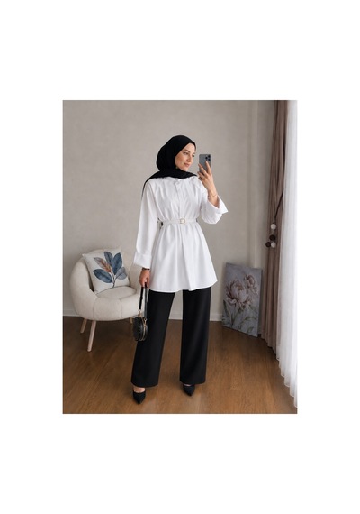 Unika Boutique Kemer Detaylı Gömlek Beyaz