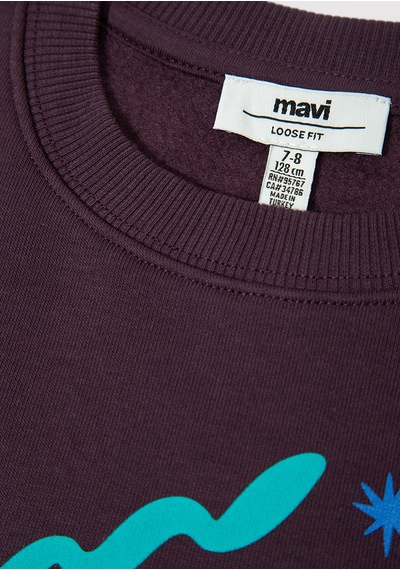 Mavi - Stitch Baskılı Mor Sweatshirt 7s10161-70635 Mor