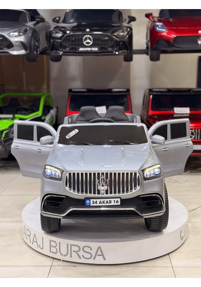 Maserati Akülü Araba 0-6 Yaş Özel Plaka Hediye Gri