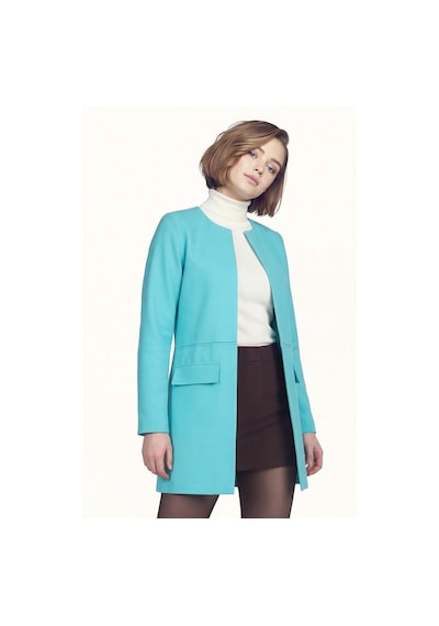 Armonika Kadın Turkuaz Beli Dikişli Uzun Ceket Arm-26k001017