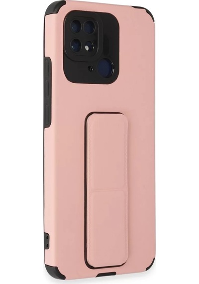 Newface Xiaomi Redmi 10c Kılıf Mega Standlı Silikon - Pudra