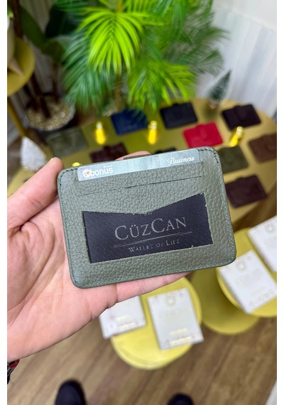 Cüzcan Jorvik Patlı Hakiki Deri Premium Kartlık Kişiye Özel İsim Baskılı Yeşil