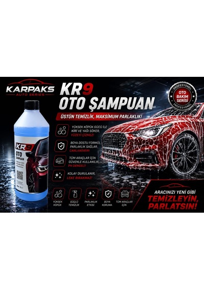 Karpaks Kr9 Oto Şampuan 1 Lt Yoğun Köpüklü Profesyonel Araç Şampuanı