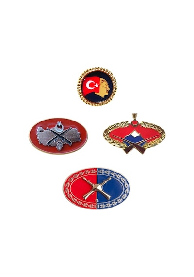 Jandarma Uzman Çavuş Harici Metal Brove Seti Komando - İç Güvenlik - Ata Rozet - Kıta Hizmet Brove Kırmızı