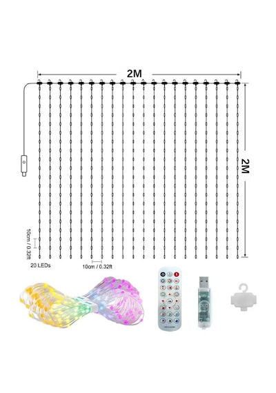 Led Işıklı Akıllı Perde Animasyonlu Uzaktan Kumanda Sevgili Eğlence Parti Yılbaşı 2x2 Mtr 400 Ledli Çok Renkli
