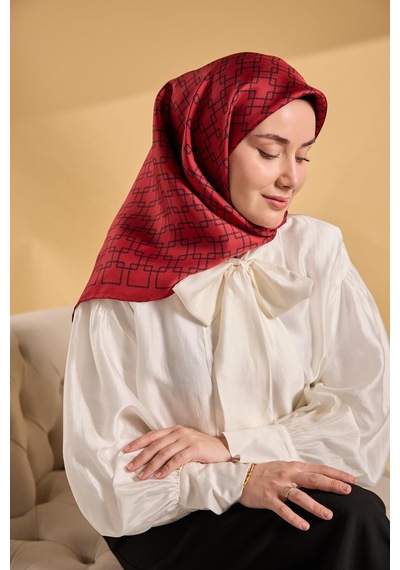 Silk Home Twill İpek Eşarp Zincir Kırmızı Çok Renkli