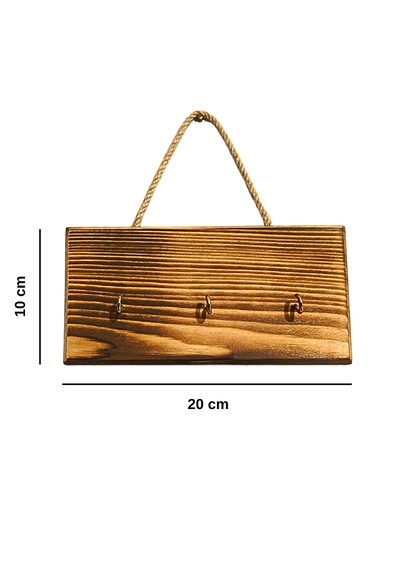 Ahşap Duvar Askılığı Halatlı Rustik Dekoratif Anahtar Askılığı 3 Kancalı / 3 Renk Brothers Craft Eskitme