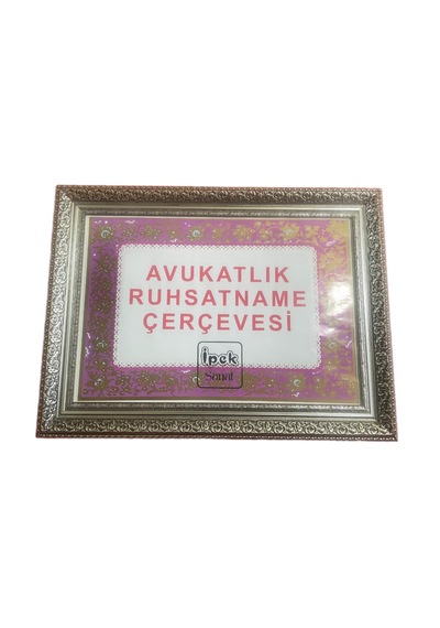 Avukatlık Ruhsatname Çerçevesi Gümüş Varaklı - 33x48 - Hakiki Cam