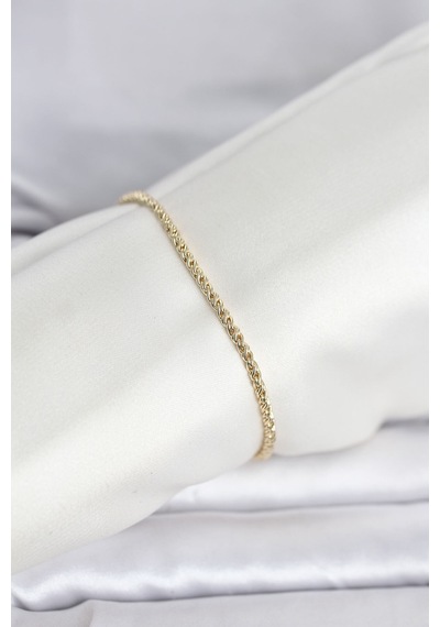 Cm 14k Gold Renk Burgulu Zincir Model Kadın Bileklik - Altın