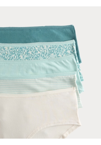 Marks & Spencer 5'li Cotton Lycra Short Külot Seti T61005102x Yeşil