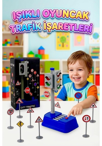 Işıklı Oyuncak Trafik İşaretleri Eğitim Seti