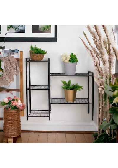 Dekoratif Metal Ayaklı 5 Tel Raflı Saksılık Katlı Saksı Standı Çiçeklik Bahçe Ve Balkon Dekoru Garden Diğer