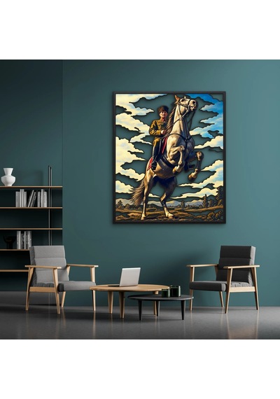 Şahlanan Atta Başkomutan - Metal Tablo - Dec0326 56 X 65 Cm Çok Renkli