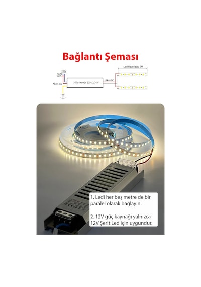 Şemalı 12v 12,5 Amper Ultra Slim Fansız Şerit Led Trafosu/driver
