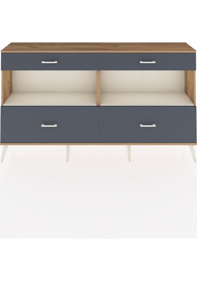 Arges Konsol 2 Raflı 4 Çekmeceli 176x30x99 Çam-aytaşı/antrasit Çam-aytaşı/antrasit