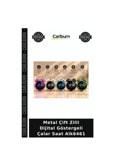 Metal Çift Zilli Dijital Göstergeli Çalar Saat Alk6461 Hediyelik Eşya Oda Saati Doğum Günü Çok Renkli