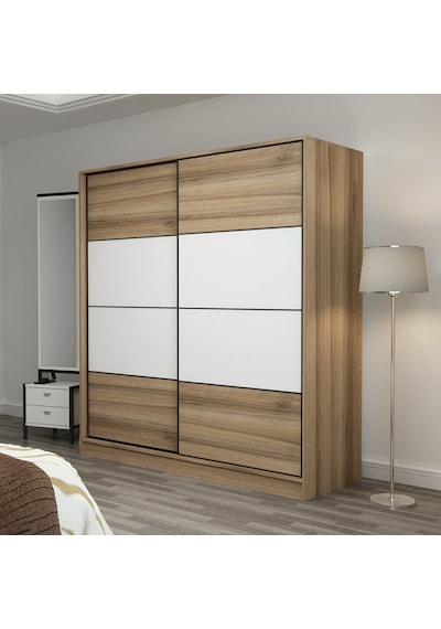 Minarmobilya Minar Kale 2 Kapaklı Sürgülü Dolap 180 Cm - Dore/Beyaz (541417087)