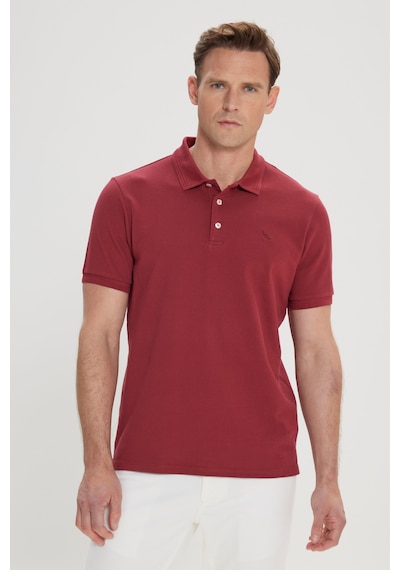 Ac&Co / Altınyıldız Classics Erkek Bordo Slim Fit Dar Kesim Polo Yaka %100 Pamuk Kısa Kollu Tişört Bordo