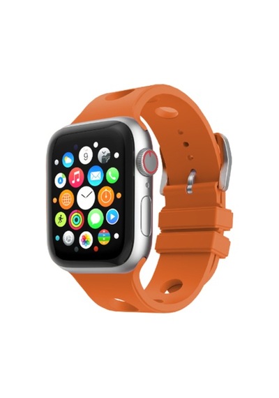 Apple Watch Ultra 49mm Delikli Tasarım Uyumlu Krd-147 Silikon Kordon - Turuncu