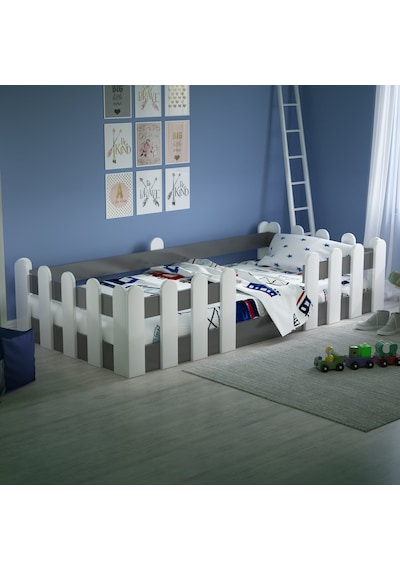Tuliplifeyapımarket Tuliplife Montessori Karyola Beyaz-Antrasit Çocuk Yatağı -304
