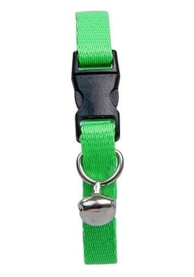 Toptan 10 Adet Neon Yeşil Zilli Ayarlanabilir Kedi Boyun Tasması 22-30 Cm-21502