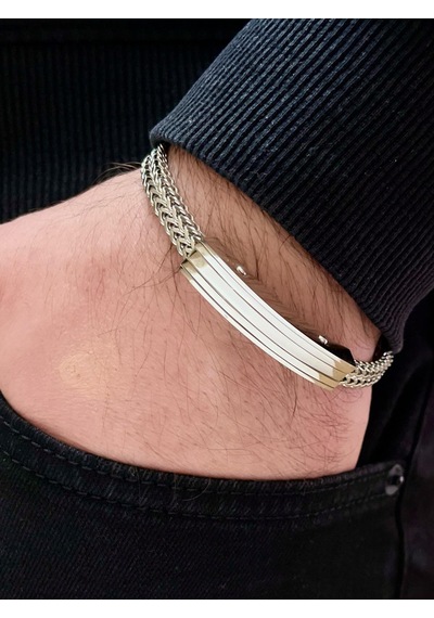 Çelik Erkek Bileklik Balıksırtı Kordon Silver Renk Atmaz 22cm Silver