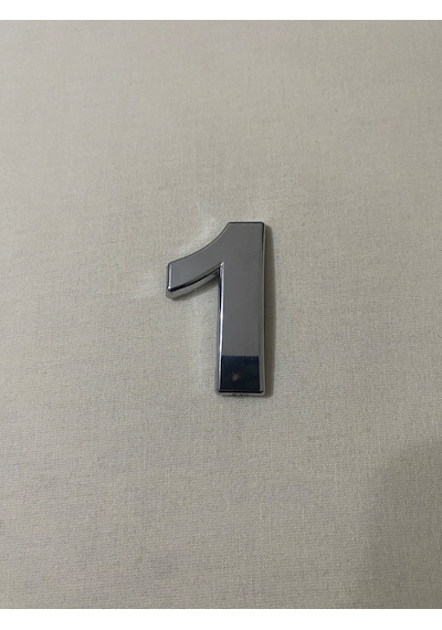 1 Bir Numara Yapışkanlı Daire Bina Villa Kapı Numarası Krom Crom 4 Cmx5cm No:1 Plastik